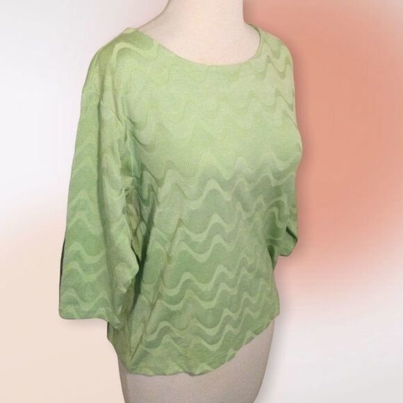 JAMIE Sadock Spring Green Silk‎ Blend Crew Neck Pullover Top Tee Size S/M - Picture 4 of 9